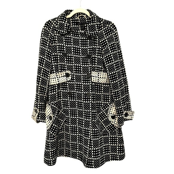 Marc Jacobs Black & White Polka Dot Double-Breasted Coat Small - Picture 1 of 6